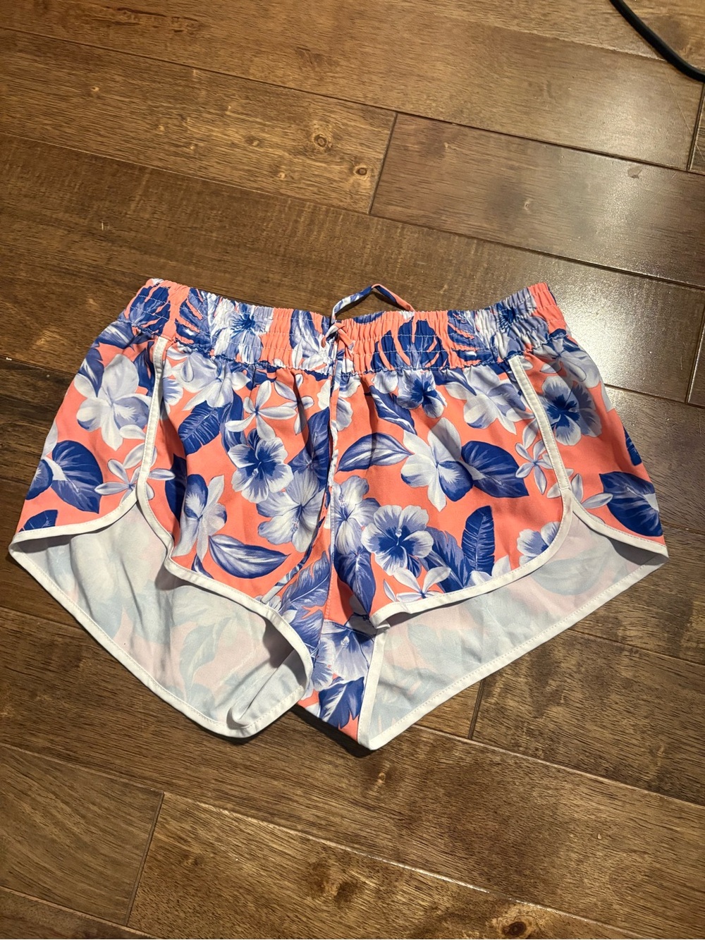 Floral Coral & Blue Athletic Shorts